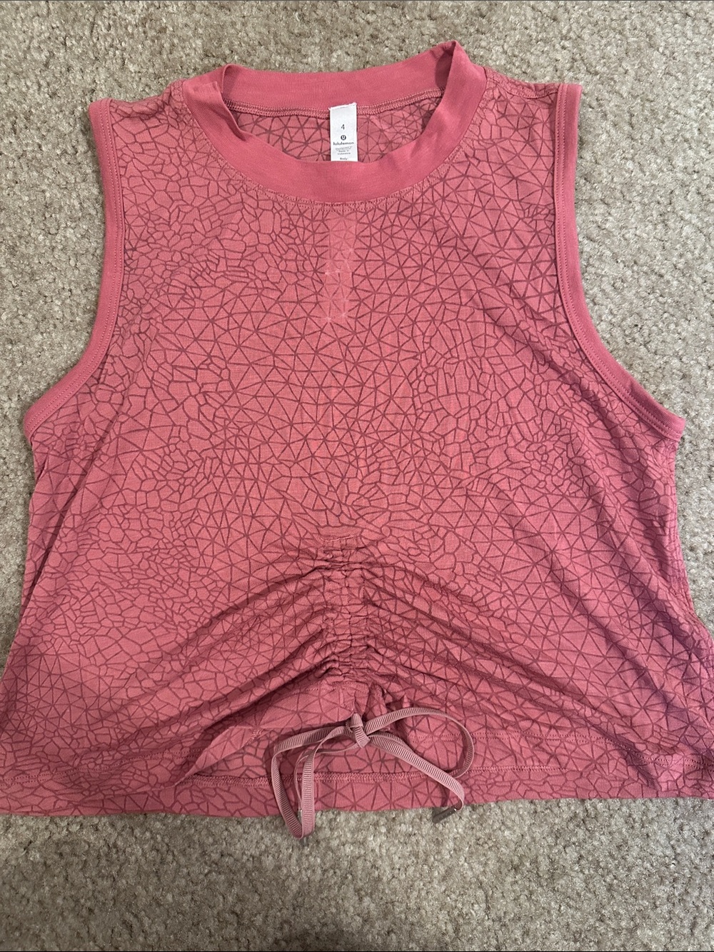 Lululemon Ruched Sleeveless Crop Tank - Rose Coral